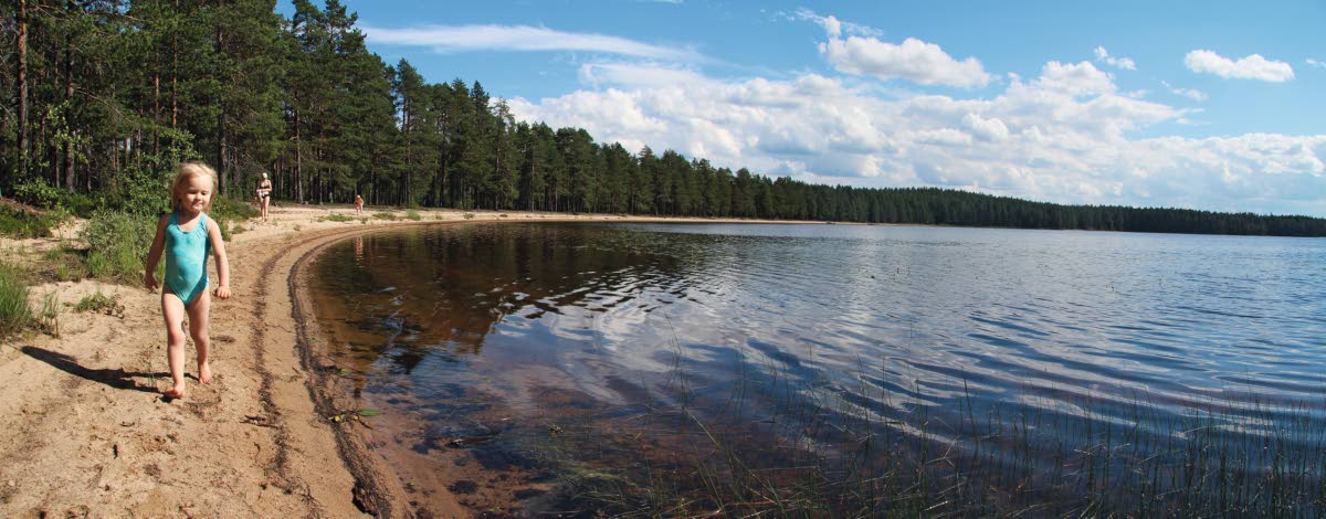 Vetotaipaleen hiekkarannalla on pituutta puoli kilometriä.