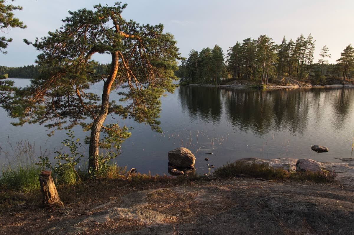 Meikon pohjoisrannalla on useita matalia silokallioita lekotteluun. Kuva: Raija Hentman.