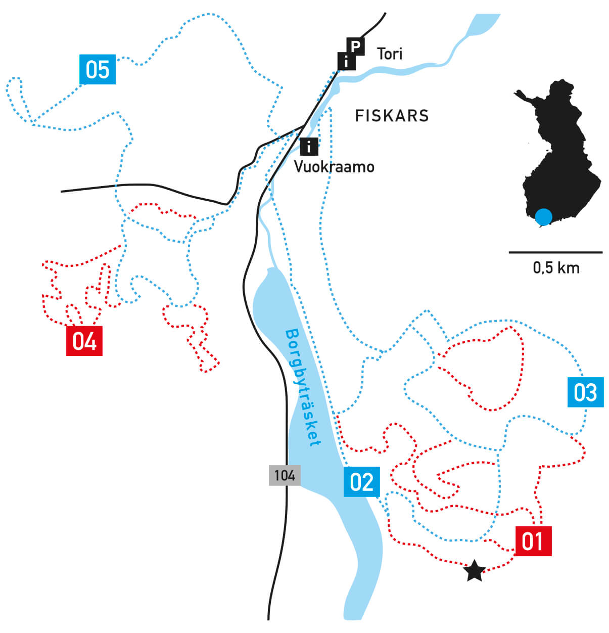 Fiskarsin alueen kartta.