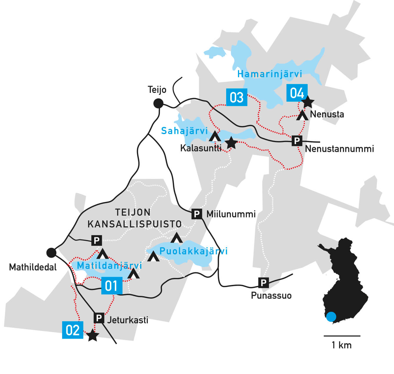 Teijon alueen kartta.