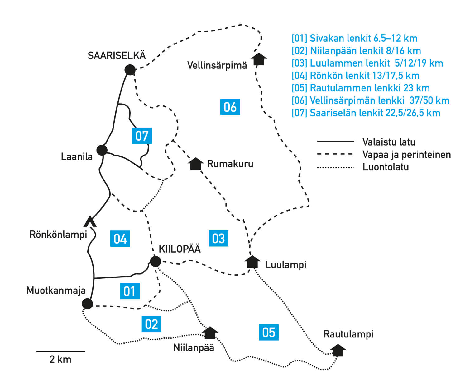 Kiilopään alueen latukartta.