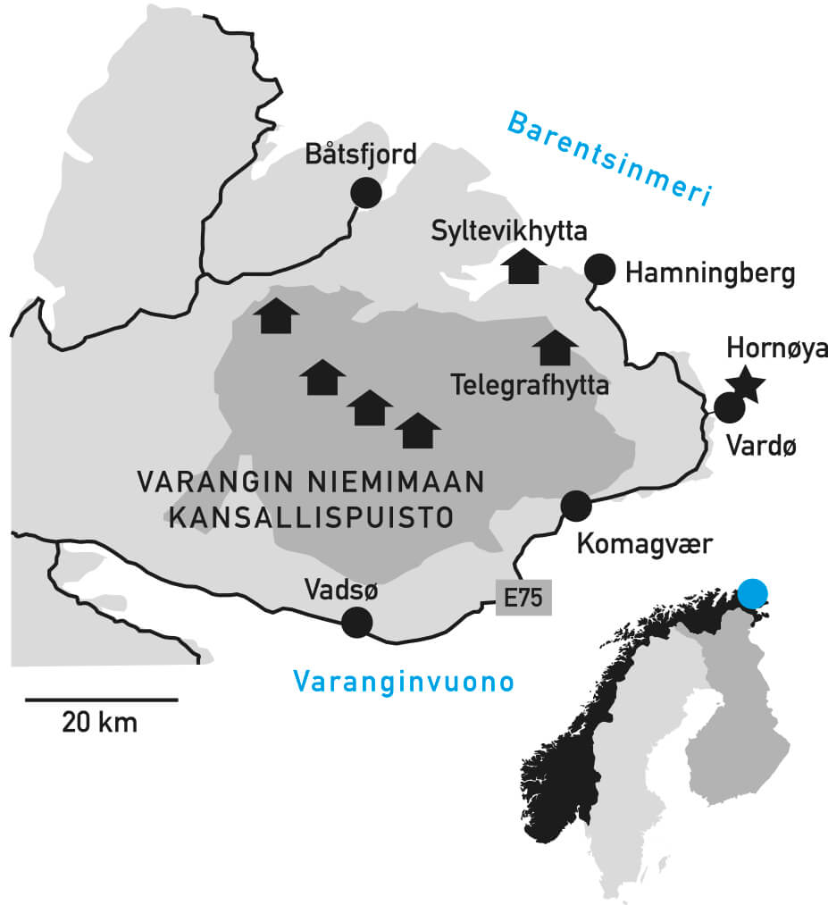Varangin alueen kartta.
