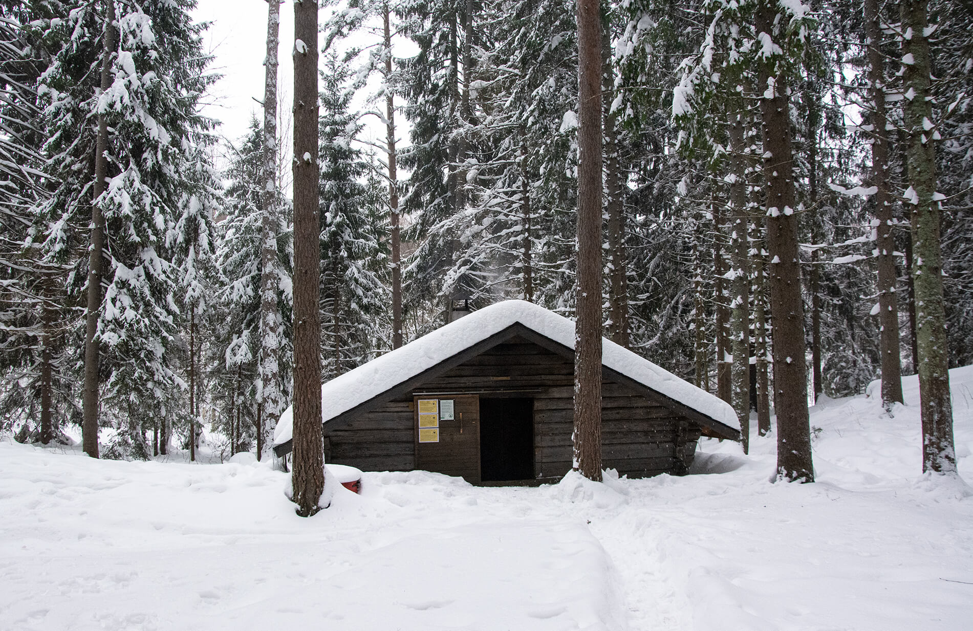 Vanha Bisajärven kaksoislaavu on saanut uuden elämän Ängesbölen leiripaikalla, ja tarjoaa suojaisan yösijan.