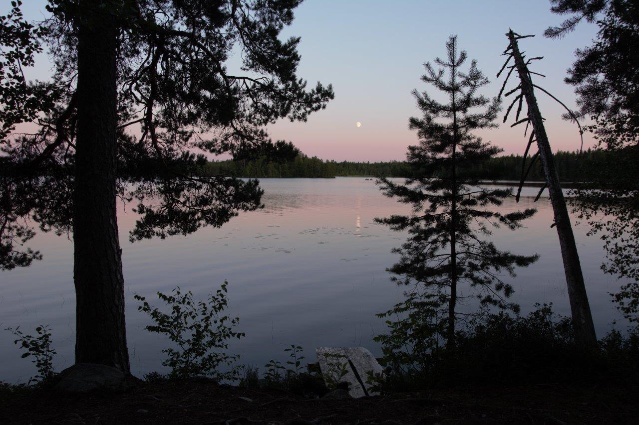 Kesäyön rauhaa Kivijärven laavun maisemissa.