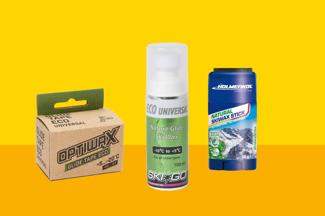 [03] Ekologiset: Optiwax Glide Tape Eco, SkiGo Glide ja Holmenkol Natural.