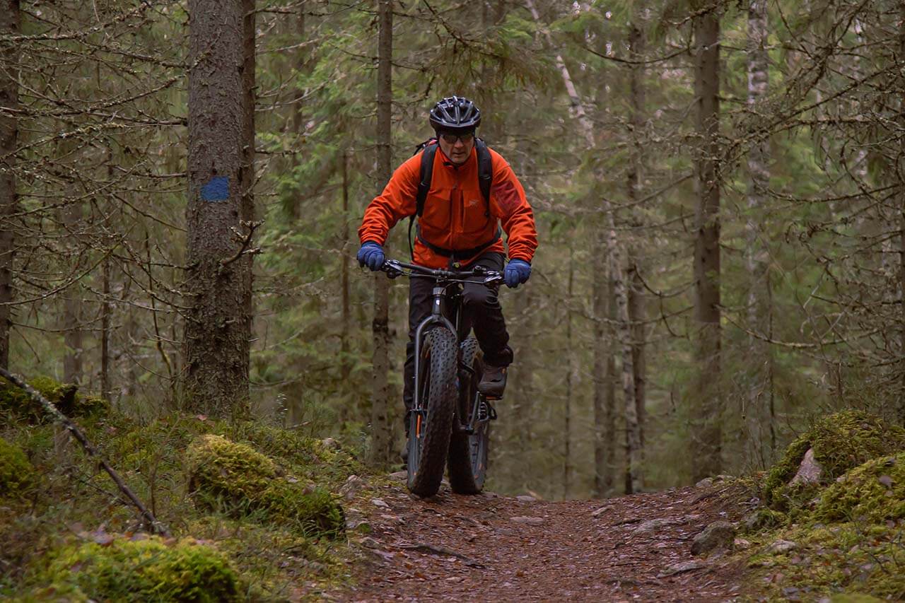 Tukkijätkien tekemällä pyörätiellä Isojärven kansallispuistossa. Kuva: Tapani Leppänen.