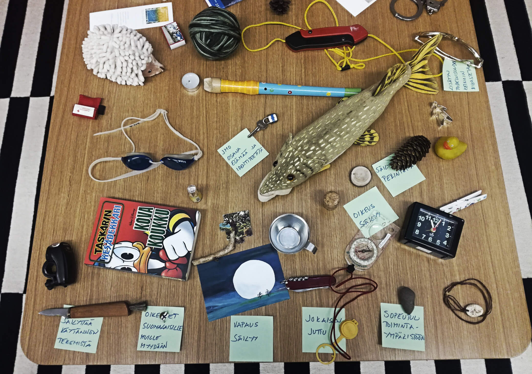 Esineitä hetken tutkittuaan, kukin osallistuja vastasi kysymykseen: Mitä jokamiehenoikeudet merkitsevät vuonna 2035?