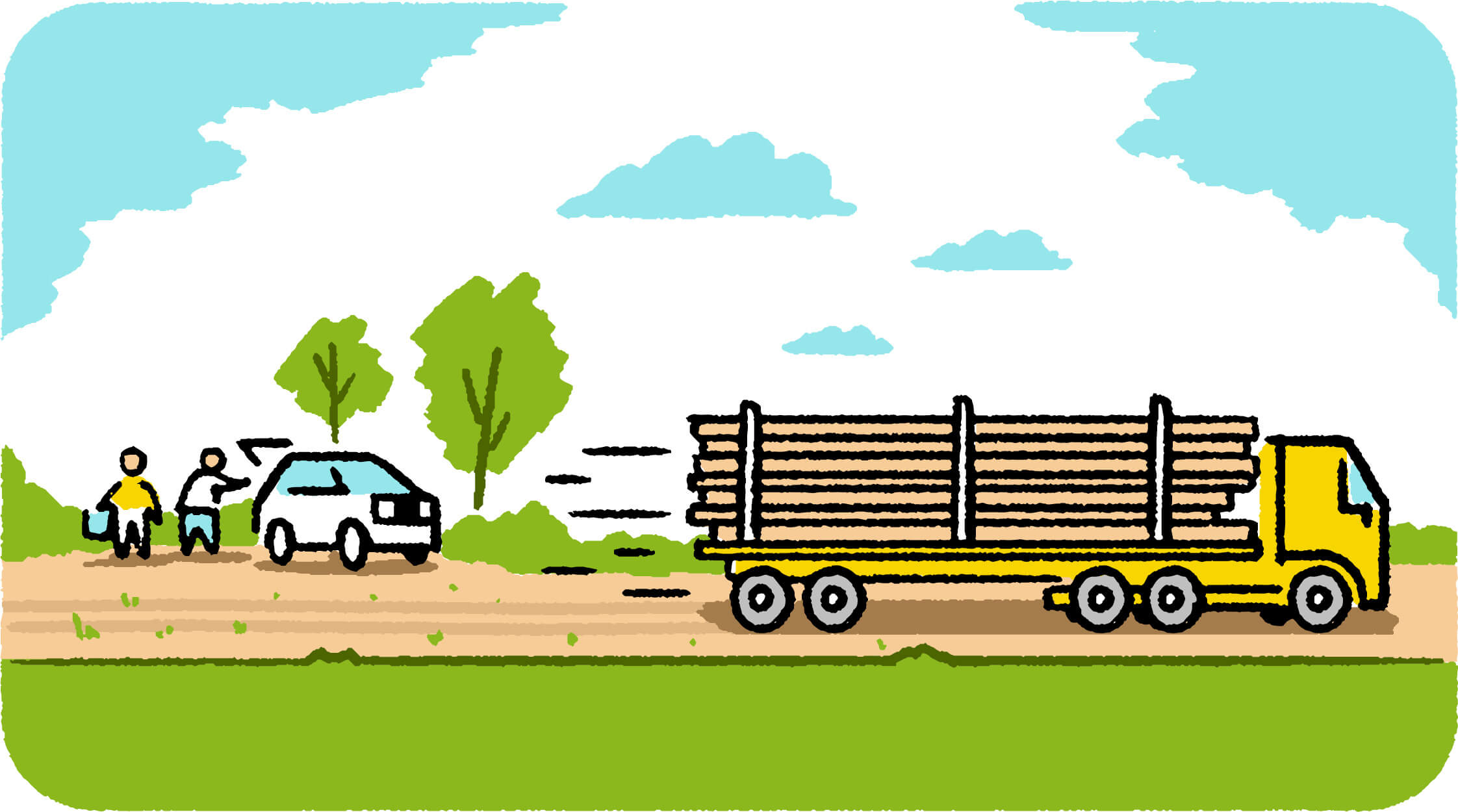 Älä tuki risteyksiä tai maa- ja metsätalouskoneiden käytössä olevia liittymiä. Muista, että koneiden kääntösäde on suuri.