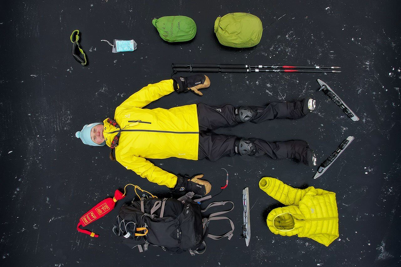 Retkiluistelijan varusteet. Kuva: Tom Toivonen.