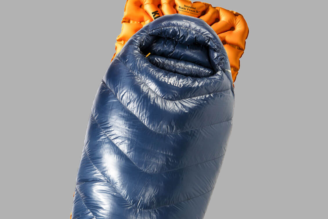 KEVÄT/SYKSY: Makuupussi: Rab Mythic 600 (T comf -5°C, T lim -12°C) 885 g, alusta: Insulated Static V Lite (R-arvo 4.4) 556 g.