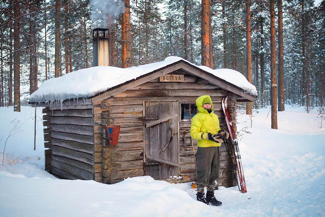 Autiotupa sopii talviretkeilijän tukikohdaksi. Kuva: Terhi Ilosaari.